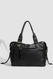 Studded Handle Zip Pocket Tote Bag