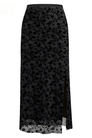 High-Waist Side-Slit Midi Skirt