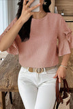 Ruffle-Sleeve Gingham Tee
