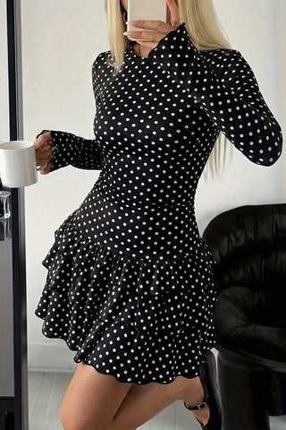 Leopard Print Ruffle Long Sleeve Mini Dress
