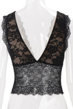 Floral Lace V-Neck Sleeveless Crop Tank