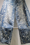 Leopard Print Wide Leg Jeans