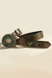 Embossed Floral Round Buckle Belt