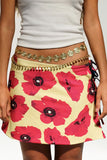 Floral Print Side Tie Mini Skirt