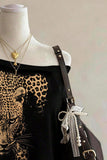 Leopard Print Off-Shoulder Short Sleeve Top