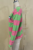 Fish Graphic Striped Crew Neck Sweater