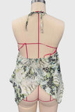 Floral Halter Tie-Front Tank