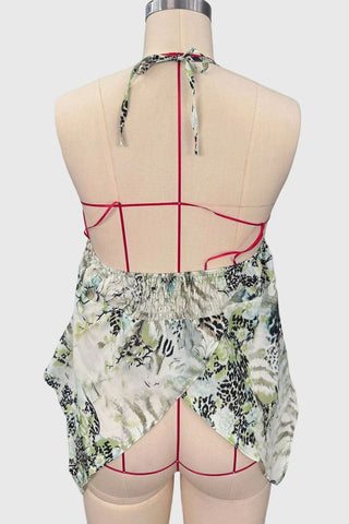 Floral Halter Tie-Front Tank
