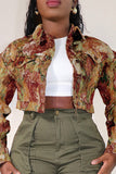 Floral Print Crop Denim Jacket