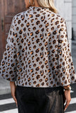 Leopard Print Mock Neck Bell Sleeve Sweater