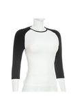Contrast Raglan Sleeve Fitted Top