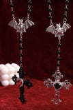 Bat Charm Beaded Cross Necklace