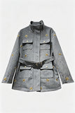 Embellished Utility Belted Jacket