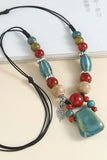 Multicolor Beaded Stone Pendant Necklace