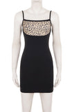 Leopard Lace Trim Bodycon Mini Dress
