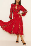 Floral Tie-Neck Puff Sleeve Dress