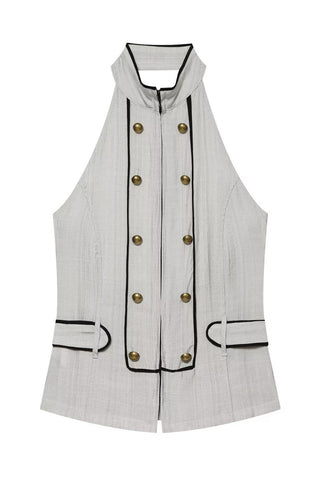 Zipper Front Double-Breasted Tank Top