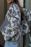 Paisley Print Puff Sleeve Open Front Kimono