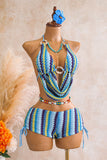 Cutout Ring Halter Bikini Set