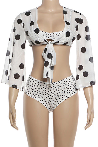 Polka Dot Bikini Set with Cover-Up