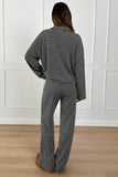 Striped Long Sleeve Collared Loungewear Set