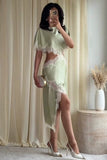 Lace-Trim Asymmetric Casual Dress