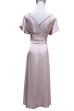 Lace Trim Flutter Sleeve V-Neck Midi Dress