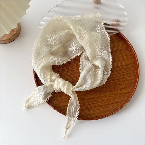 Patterned Lace Trim Scarf