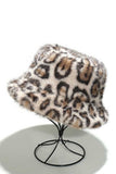 Faux Fur Leopard Print Bucket Hat