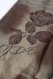 Rose Graphic Barrel Leg Jeans