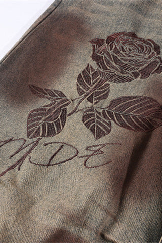 Rose Graphic Barrel Leg Jeans