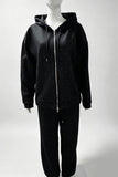 Rhinestone Zip-Up Hooded Sweatshirt
