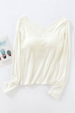 Long Sleeve V-Neck Built-In Bra Top