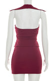 Zip-Front Sleeveless Skirt Set