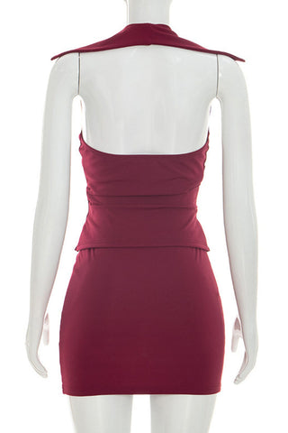 Zip-Front Sleeveless Skirt Set