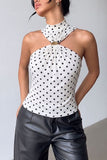 Polka Dot Halter Neck Tank Top