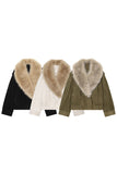 Faux Fur Collar Bomber Jacket