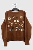 Floral Applique Crew Neck Sweater