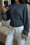 Striped Ribbed Knit Long Sleeve Top