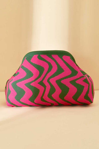 Zigzag Pattern Woven Pouch Bag