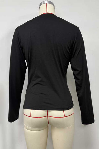 Long Sleeve V-Neck Wrap Front T-Shirt