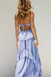 Ruffle Tiered Halter Maxi Casual Dress