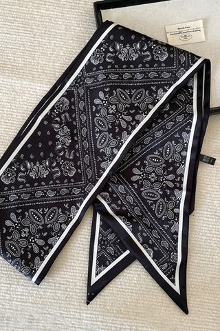 Printed Satin Skinny Scarf Belt