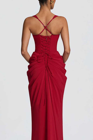 Ruched Sweetheart Neck Maxi Casual Dress