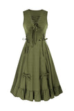 Lace-Up Ruched Sleeveless Casual Dress
