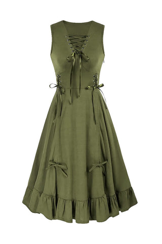 Lace-Up Ruched Sleeveless Casual Dress