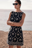 Sleeveless Palm Pattern Casual Dress