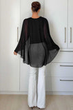 Sheer Bell Sleeve Lace Waist Blouse