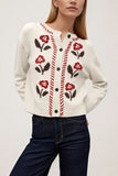 Floral Intarsia Knit Button-Front Cardigan