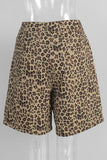 Leopard Print Denim Shorts